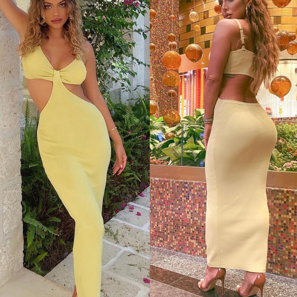Yellow cut out maxi dress - XS